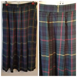 VINTAGE Tartan Plaid Midi Skirt
